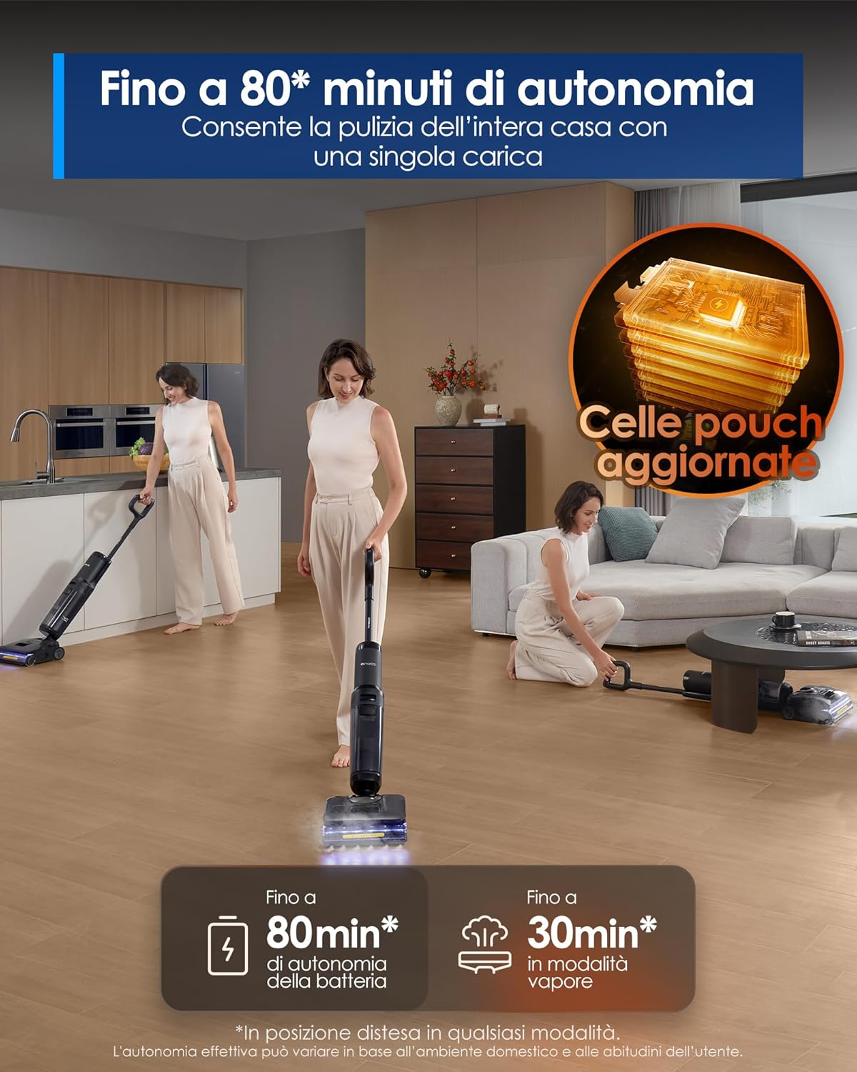 FLOOR ONE S7 Stretch Lavapavimenti a Vapore e Aspirapolvere Senza Fili