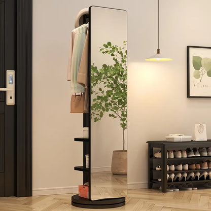 D✨ Miroir sur Pied en Bois Massif – Pivotant avec Porte-Manteau ! 🪞