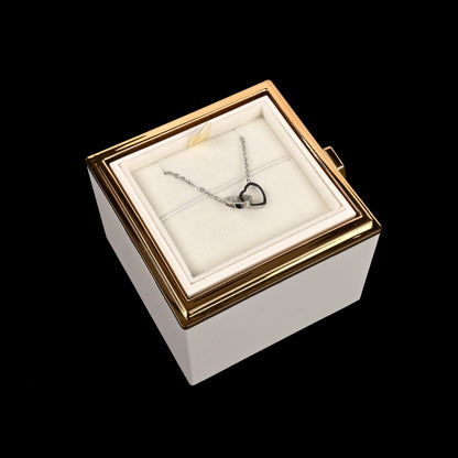 Sparkly Roses Eternal Rose Box - W/ Engraved Necklace & Real Rose
