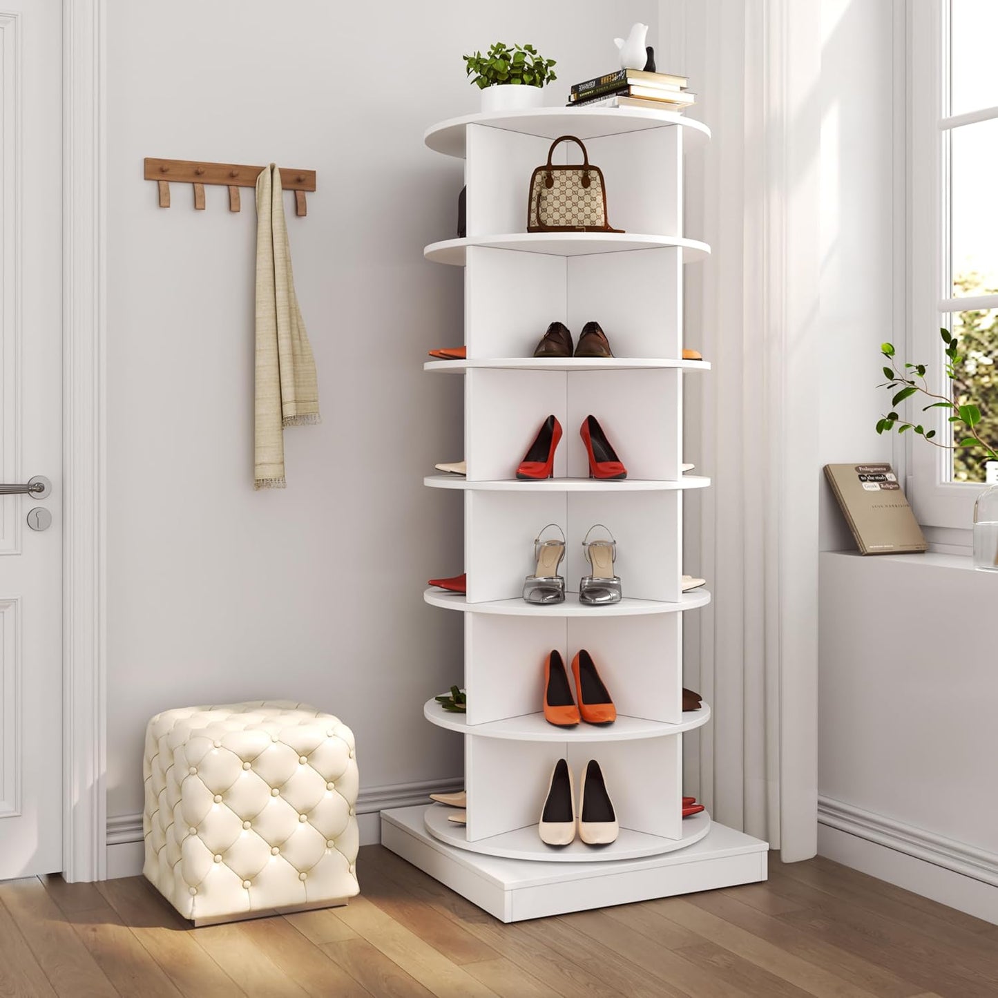 F Meuble à chaussures rotatif à 360 degrés