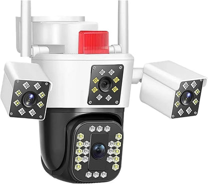 Caméra de surveillance intelligente rotative à trois têtes