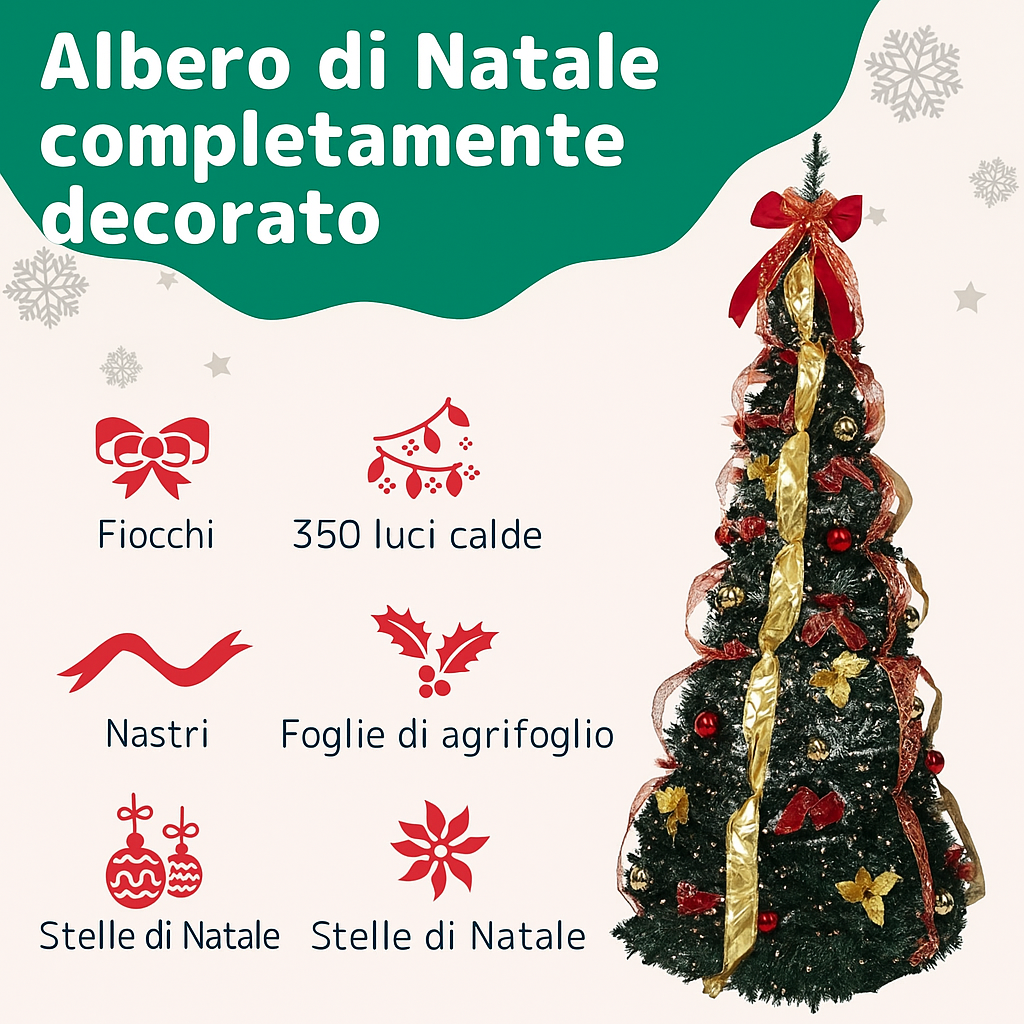 Sapin de Noël pré-décoré – Montez-le en 60 secondes 🎅🎄