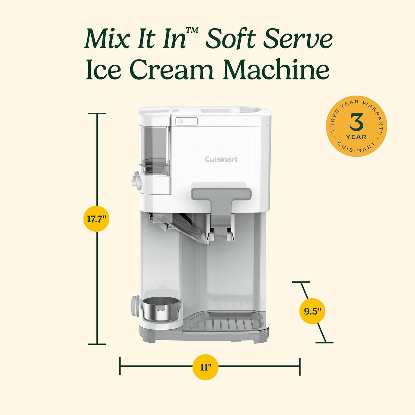 Macchina Soft Serve per Gelato & Yogurt 1,5L Automatica con Mix-In | Bianca