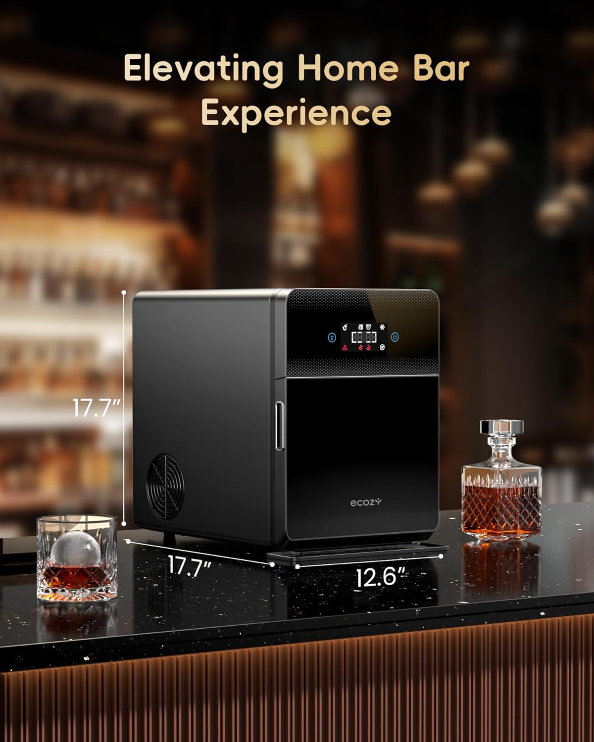 ecozy Macchina per Sfere di Ghiaccio Trasparenti 2” | 4 Sfere in 40 Min, 144 al Giorno, Auto-Pulizia per Whisky Bar
