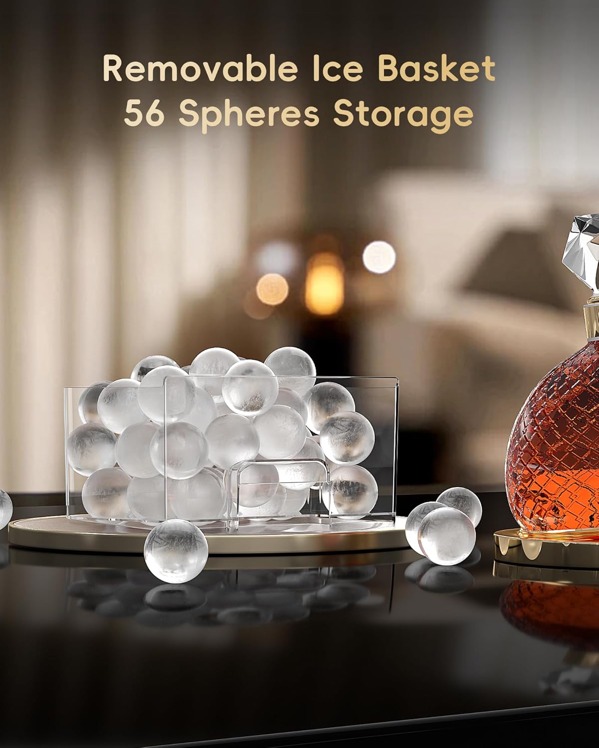 ecozy Macchina per Sfere di Ghiaccio Trasparenti 2” | 4 Sfere in 40 Min, 144 al Giorno, Auto-Pulizia per Whisky Bar