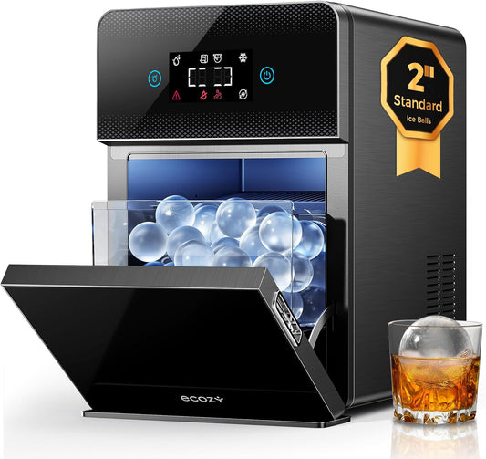 Macchina per Sfere di Ghiaccio Trasparenti 2” | 4 Sfere in 40 Min, 144 al Giorno, Auto-Pulizia per Whisky Bar